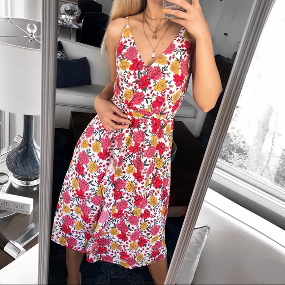 🌺 LOFT FLORAL RUFFLE FLOWY BELTED MIDI DRESS! - Picture 13 of 13